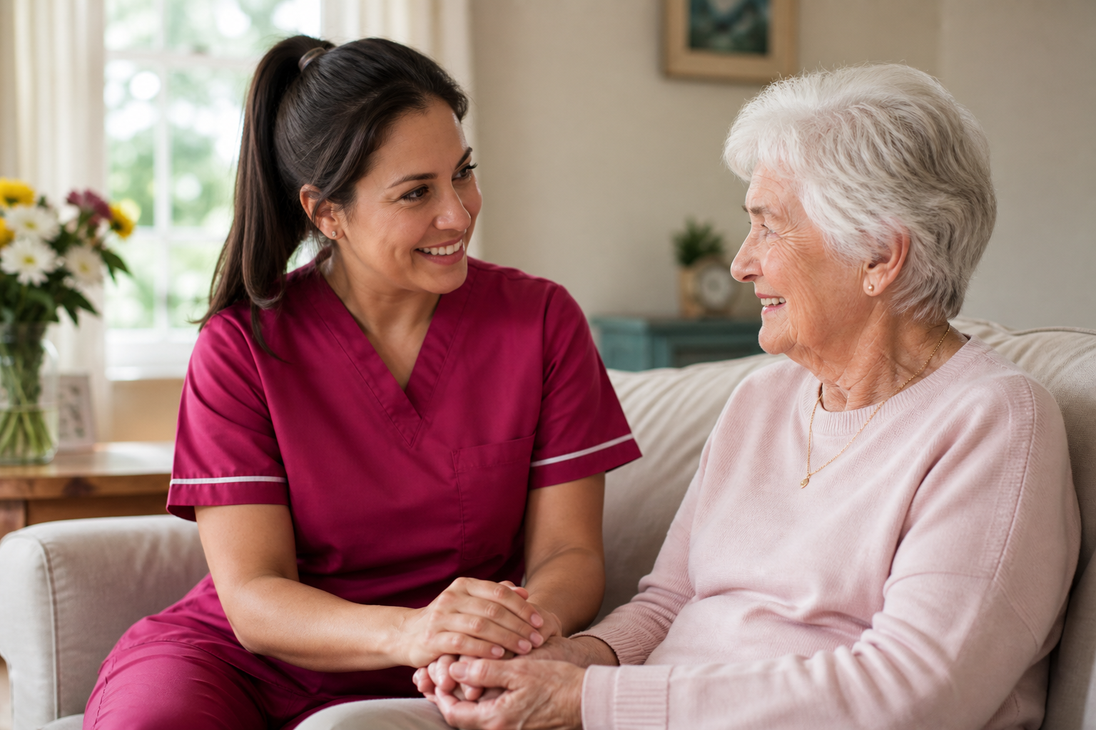 A Care Together carer supporting a client at home